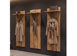 Mca 3Er-Set Garderobenpaneel MCW-P55, Wandgarderobe Garderobe, Massiv-Holz AblagefläChe Haken, Eiche