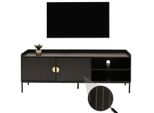 Tv-Rack MCW-O39, Tv-Board Fernsehtisch Lowboard Tv-Schrank Kommode, Melamin Mdf 56X150X40Cm ~ Holzoptik Schwarz