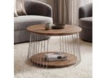 Mca Couchtisch MCW-P60, Beistelltisch Kaffeetisch Loungetisch, Metall Mdf Rund Ø 70Cm ~ Braun