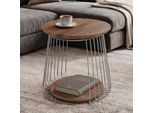 Mca Couchtisch MCW-P60, Beistelltisch Kaffeetisch Loungetisch, Metall Mdf Rund Ø 50Cm ~ Braun