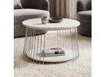 Mca Couchtisch MCW-P60, Beistelltisch Kaffeetisch Loungetisch, Metall Mdf Rund Ø 70Cm ~ Weiß