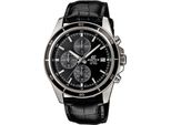 Chronograph Casio Edifice, Schwarz (Schwarz, Schwarz), Armbanduhren, Herren, Chronograph, Quarzuhr, Armbanduhr, Herrenuhr, Stoppfunktion, Datum, Lederarmband