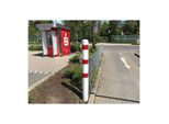 Schake Absperrpfosten Typ 40191B, Ortsfest, Zum Einbetonieren, Ø 193Mm, GesamtläNge:1500Mm, Weiß / Rot)