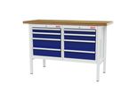 Stier Werkbank Mit 8 Schubladen Bxtxh 1500X600X960 Mm Ral 7035 / Ral 5010 (905025)