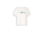 Tom Tailor Damen Loose Fit Scuba T-Shirt Mit Print, Weiß, Uni, Gr. M