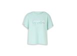 Tom Tailor Damen Loose Fit Scuba T-Shirt Mit Print, Blau, Uni, Gr. S