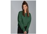 Sweatshirt Trigema "Trigema Sweatshirt Aus Biobaumwolle", Damen, Gr. Xl, GrüN (Efeu), Single Jersey, 75% Baumwolle (Biobaumwolle Kba), 25% Baumwolle (Recycelt), Basic, Lang, Rundhals, Sweatshirts Sweatshirt