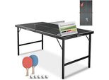 Juskys Mini Tischtennisplatte Flexi mit Zubehör - Tisch klein & klappbar - Indoor Spiel für Zuhause & unterwegs - Tischtennis Set - Tischtennistisch Schwarz