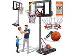 KESSERBasketballkorb Outdoor mit Ständer & Rollen Inkl. 2x Netze, Basketball & Pumpe | Basketballanlage Höhenverstellbare Korbhöhe 230 bis 305 cm Basketballständer Korbanlage für Erwachsene & Kinder