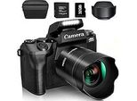 Digitalkamera 4K 64MP Fotokamera mit 4.0 Touchscreen, 16X Digitalzoom Kompaktkamera Mit für Anfänger mit WiFi, mit Kameratasche, Haube, 32GB TF-Karte
