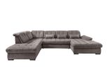 Wohnlandschaft Rigatti Grau- Braun Chenille Mit Bettkasten