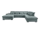Wohnlandschaft Rigatti Blau Chenille Mit Bettkasten