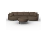 Wohnlandschaft Nilas Braun Chenille Mit Hocker