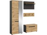 Garderobe Canu 3-Teilig Ca. 160X190X37Cm Eiche Dekor,Grau