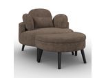 Sessel Bianca Mit Hocker Chenille Braun