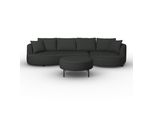 Wohnlandschaft Nilas Schwarz Chenille Mit Hocker