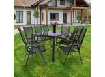 Gartentischgruppe Schwarz 9-Teilig
