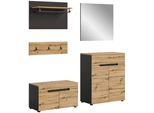 Garderobe Canu 4-Teilig Ca. 175X190X37Cm Eiche Dekor,Grau