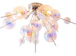 Näve Deckenleuchte "Explosion", Bunt (Irisierend), 6, Ø 57Cm H: 38Cm, 1 Stk., Leuchten, Irisierende, Transparente Glaskugeln, FüR 6 X G9 Sockel, Ø 57 Cm, Deckenleuchte