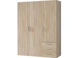 Kleiderschrank Forte, Braun (Sonoma Eiche), B:139,4Cm H:185Cm T:54,2Cm, Fsc-Zertifizierter Holzwerkstoff, SchräNke, Kleiderschrank