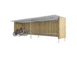 Mottez Unterstand für Fahrräder / Motorräder, HxB 2150 x 3990 mm, Holz, Tiefe 2250 mm, Anbaueinheit
