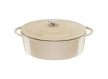 Ovaler BräTer Aus Lov Gusseisen Ø 34Cm Beige, Mit Deckel, 7,2 Liter