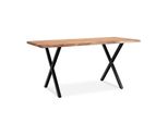 Schreibtisch Massivholz X-Gestell Baumkante Handgefertigt Kreta, Goldbraun-Schwarz 180X90X76 Cm
