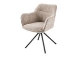 Riess-Ambiente Stuhl Verona - Champagner Beige Strukturstoff Mit Armlehne Metallbeine Schwarz Drehbar