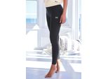 Leggings Bench. Loungewear, Damen, Gr. 48/50, N-Gr, Schwarz, Jersey, Obermaterial: 95% Baumwolle, 5% Elasthan, Unifarben, Figurbetont Lang, Hosen Leggings, Mit Logo Silikon Badge, Loungewear