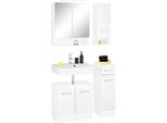 BadmöBel-Set Welltime "Ribera", Weiß, Holzwerkstoff, Mdf, Melamin, KastenmöBel-Sets, BadmöBel-Set, Spiegelschrank, Waschplatz, HäNgeschrank, Unterschrank