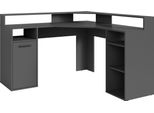 Gamingtisch Byliving "Fox", Grau (Anthrazit, Anthrazit, Anthrazit), B:139Cm H:120Cm T:139Cm, Tische, Breite 139 Cm, Moderner Eck-Schreibtisch