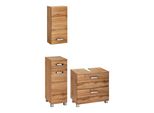 BadmöBel-Set Welltime "Ravenna", Braun (Eichefarben), KastenmöBel-Sets, BadmöBel-Set, HäNgeschrank, Unterschrank, Waschbeckenunterbeckenschrank