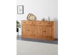 Sideboard Otto Home "Liotta", Beige (Natur Gebeizt, Gewachst), B:158Cm H:80Cm T:34Cm, Fsc-Zertifiziertes Massivholz, Sideboards, Sideboard