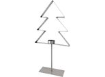 Teelichthalter Creativ Deco "Weihnachtsdeko", Silber (Edelstahlfarben), B:21Cm H:45Cm T:7Cm, Edelstahl, Kerzenhalter, Teelichthalter