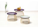 Beistelltisch Kayoom "Laudatio Beistelltisch-Set, Beistelltische Im 3Er-Set,Gitteroptik", Lila (Lila, Pflaume, Hellgrau), B:40Cm H:26Cm T:50Cm, Eisen, Tische, Beistelltisch, 3Er-Set, VielfäLtig Einsetzbar, Aktuelle Farben