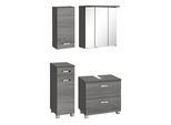 BadmöBel-Set Welltime "Ravenna", Grau (Graphit, Eichefarben), Mdf, Melamin, KastenmöBel-Sets, BadmöBel-Set, HäNgeschrank, Unterschrank, Spiegelschrank, Waschbeckenunterschrank