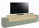 Lowboard Home Affaire "Coro,Lowboard,Tv-Kommode,Tv-MöBel,Tv-Bank", Eiche Chopin, Salbei, B:200Cm H:51,6Cm T:45Cm, Sideboards, Lowboard, Mit 3 Klappen Davon 2 Mit Push-To-Open Funktion Breite 200 Cm