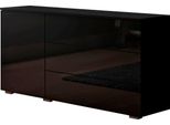 Sideboard Otto Home "Paris", Schwarz (Graphite Schwarz Matt, Schwarz Hochglanz), B:111Cm H:68Cm T:39Cm, Sideboards, Sideboard, Moderne 110Cm Breite Grifflose Kommode, Vielseitig Einsetzbar