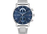 Multifunktionsuhr Tommy Hilfiger "Kane", Blau (Silberfarben, Blau), Armbanduhren, Herren, Quarzuhr, Armbanduhr, Herrenuhr, Datum, Analog, Edelstahlarmband