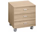 Rollcontainer Mäusbacher "Mio", Braun (Eichefarben), B:45Cm H:51Cm T:45Cm, Holzwerkstoff, Metall, Rollwagen, Rollcontainer
