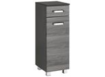 Unterschrank Welltime "Ravenna", Grau (Eichefarben, Graphit, Rauchfarben), B:30Cm H:84Cm T:35Cm, SchräNke, Unterschrank, Mit AnschlagdäMpfern