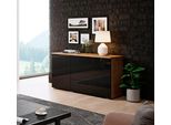 Sideboard Otto Home "Paris", Schwarz (Kastanien Breslau, Schwarz Hochglanz), B:111Cm H:68Cm T:39Cm, Sideboards, Sideboard, Moderne 110Cm Breite Grifflose Kommode, Vielseitig Einsetzbar
