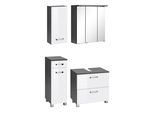 BadmöBel-Set Welltime "Ravenna", Weiß (Grafit, Weiß), Mdf, Melamin, KastenmöBel-Sets, BadmöBel-Set, HäNgeschrank, Unterschrank, Spiegelschrank, Waschbeckenunterschrank