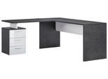Eckschreibtisch Home Affaire "New Selina", Grau (Schiefer, Weiß Hochglanz), B:180Cm H:75Cm T:160Cm, Tische, Eckschreibtisch, Schreibtisch, SchubkäSten, Mit Oder Ohne Monitoraufsatz, B 180/160 Cm