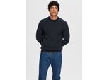 Rundhalspullover Selected "Slhdane Ls Knit Structure Crew Neck Noos", Herren, Gr. S, Blau (Sky Captain), Strick, Obermaterial: 100% Baumwolle, Unifarben, Regular Fit Normal, Rundhals, RippbüNdchen, Pullover Rundhalspullover, Baumwolle, Regular Fit