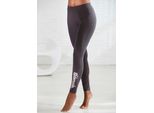 Leggings Bench. Loungewear, Damen, Gr. 36/38, N-Gr, Grau (Stone), Obermaterial: 95% Baumwolle, 5% Elasthan, Bedruckt, Bestickt, Unifarben, Basic, Figurbetont Lang, Hosen Leggings, Mit Stickerei Und Druck, Loungewear