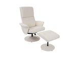 Relaxsessel Stockholm, Fernsehsessel Relaxliege Tv-Sessel Mit Hocker ~ Kunstleder, Creme