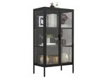 Standvitrine Vcm "Stahl Glas Standvitrine Vitrine Schaukasten Flokam", Schwarz, Obermaterial: 100% Metall Mt., SchräNke, Standvitrine