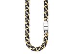 Edelstahlkette Bruno Banani "Schmuck Geschenk Breite Kette Bicolor", Gelbgoldfarben, Schwarz, Halsketten, Damen, Edelstahl, L: 55 B: 12Mm, Edelstahlkette, B:12Mm
