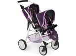 Puppen-Zwillingsbuggy CHIC2000 "Twinny, Stars Lila", Lila (Stars Lila), Puppenwagen, Kinderb:63Cm H:77Cm T:63Cm, Kunststoff, Metall, Stoff, Mit Schwenkbaren VorderräDern, B:63Cm H:77Cm T:63Cm